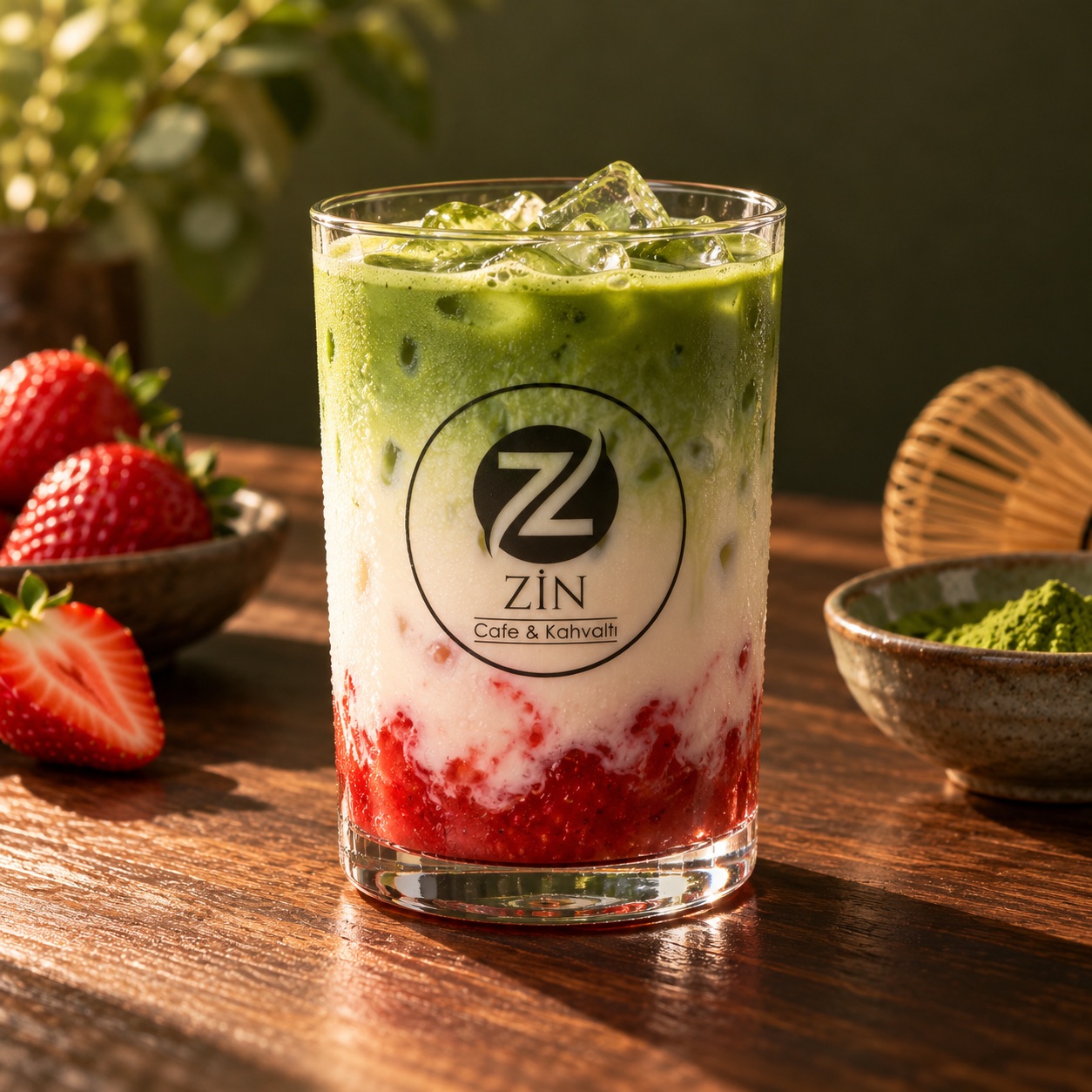 Strawberry Ice Matcha Latte
